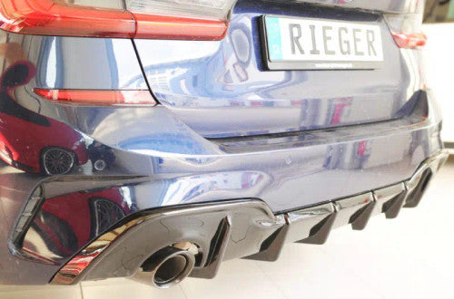 Rieger Rear Diffuser / Valance / Bumper Insert for BMW 3 Series G20 G21 (2019+) - Gloss Black or Satin Black ABS Rear Skirt/Apron Trim - Fits Saloon & Touring - Performance OEM-Style Lower Bumper Splitter (00088306 / 00053504)