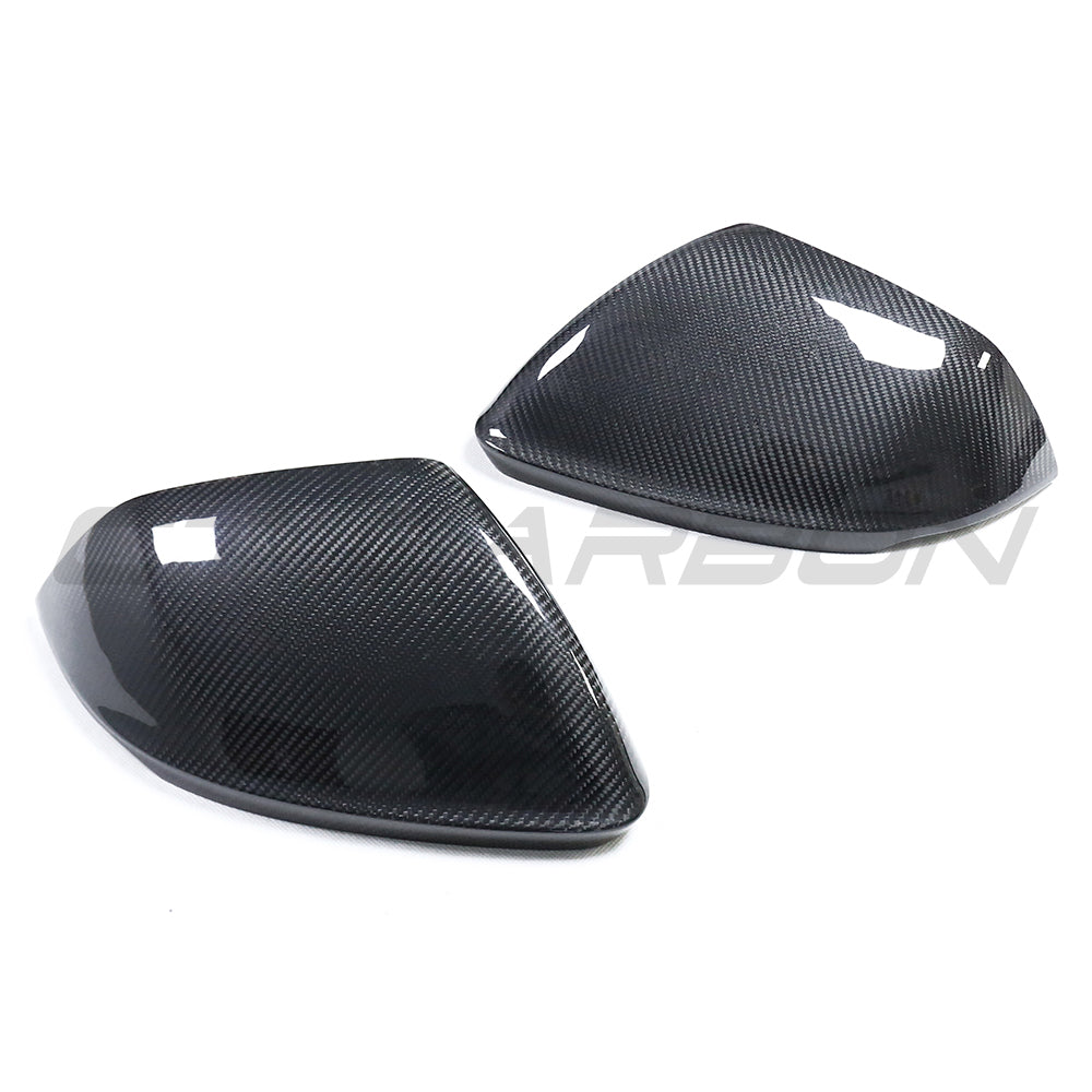 Audi Q8 SQ8 RSQ8 & Lamborghini Urus Carbon Fibre/Fiber Wing Mirror Caps - Side Mirror Covers Shells, CT Carbon Pre-Preg OE-Fit Replacement Housings - Lane Assist/Side Assist Blind Spot Compatible (Urus 2019+, Q8 2020+)