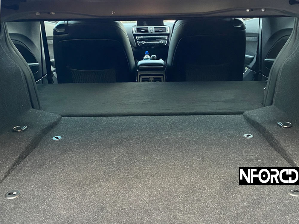 BMW F22 M235i (N55) / M240i (B58) Rear Seat Delete Kit by JC Clubsport OEM Carpet False Floor, Lightweight Clubsport/Track Upgrade