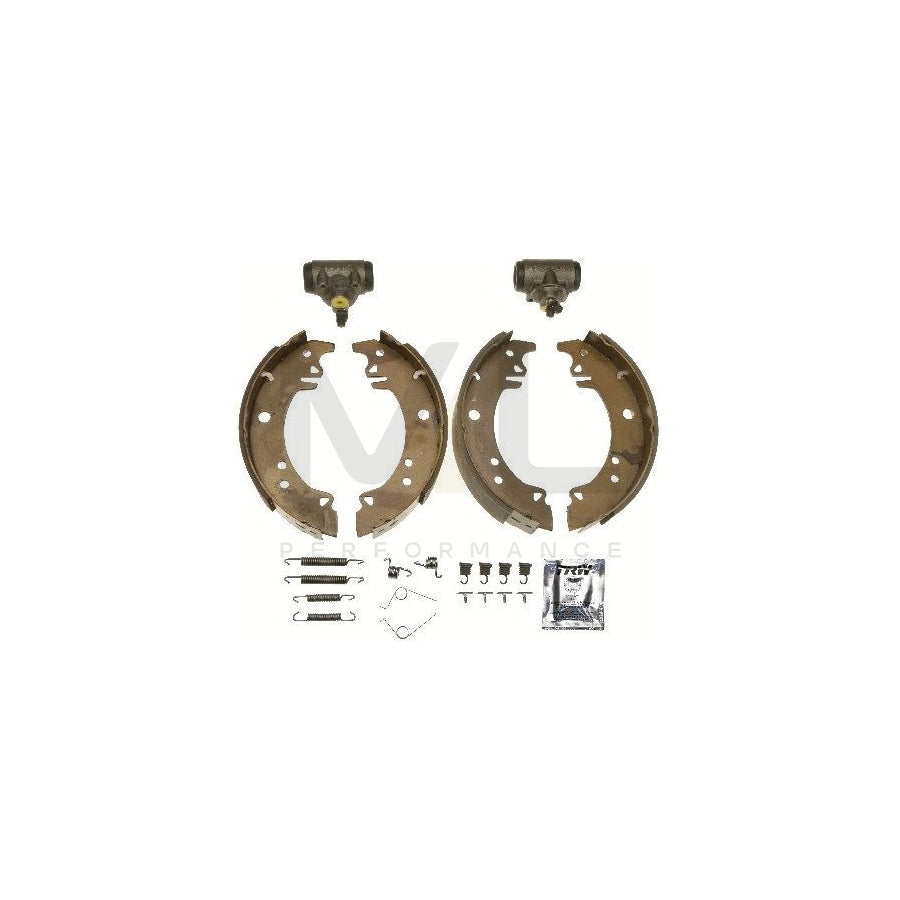 TRW BK1954 Rear Drum Brake Kit 57 mm Width - Brake Shoes/Shoe Linings + Hydraulic Wheel/Slave Cylinder - Rear Axle Service & Repair Pack - OE-Spec Replacement Drum Brake Shoes and Cylinder Set