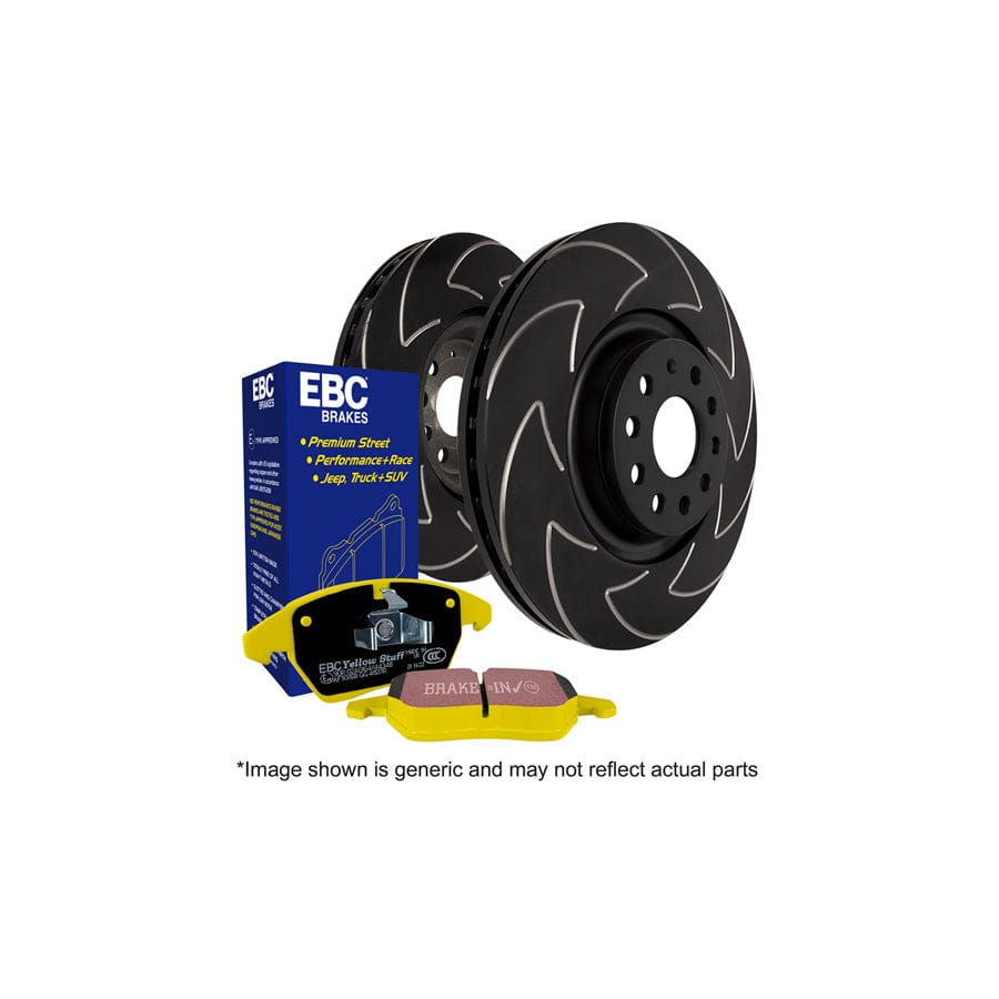 EBC PD18KF039 Yellowstuff 4000 Front Brake Discs & Pads Kit - BSD Blade Slotted (300mm) for Ford Focus Mk2/Mk3, C-Max/Grand C-Max, Kuga; Volvo C30, V40, S40, V50 - ATE/TRW Calipers