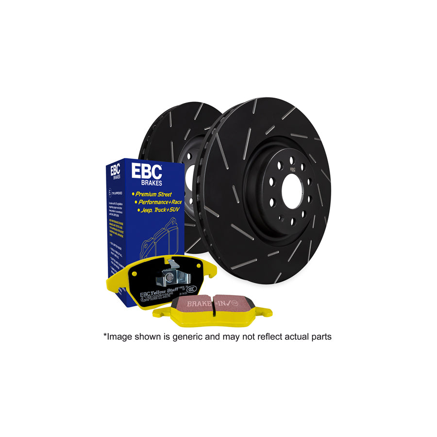 EBC Brakes PD08KF490 Yellowstuff 4000 Front Brake Discs & Pads Kit for Toyota MR2 Mk3 1.8 (2000-2007) - USR Slotted Discs USR1087 + DP41295R - Fast Road/Track Upgrade
