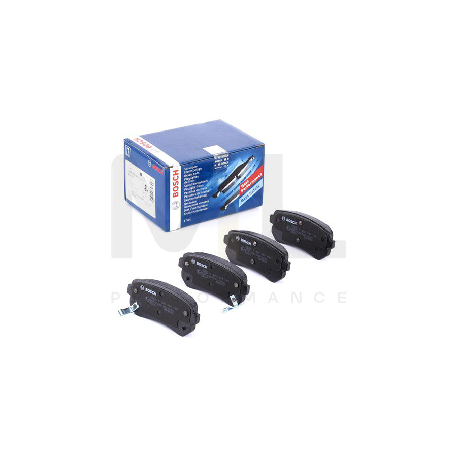 Bosch 0986494140 (0 986 494 140) Brake Pad Set - Low-Metallic with Acoustic Wear Indicator & Anti-Squeal Plate, incl. Mounting Manual - Fits Hyundai i30 i20 ix35 ix20 Accent Sonata & Kia cee'd Rio Sportage Picanto Cerato