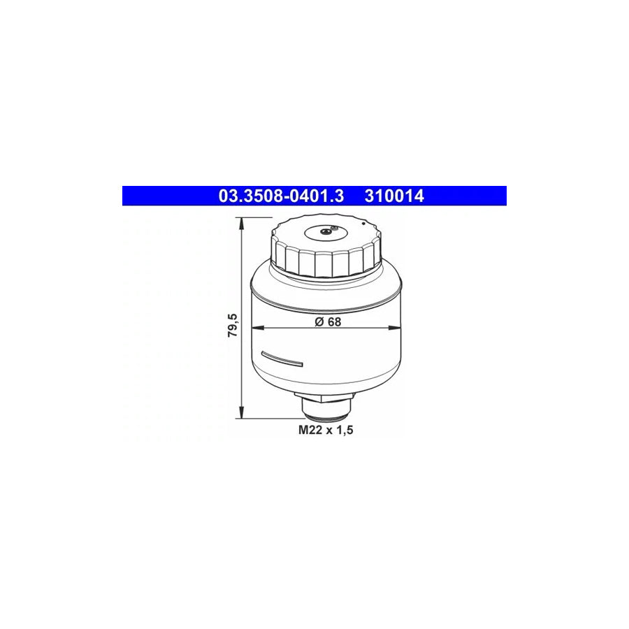 ATE 03.3508-0401.3 Brake Fluid Reservoir for Master Cylinder - Genuine OE Hydraulic Expansion Tank/Bottle/Fluid Pot Replacement, ATE 03350804013, EAN 4006633020473