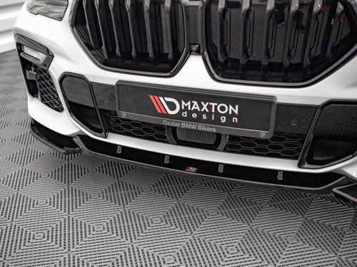 Maxton Design V1 Gloss Black Front Splitter/Lip/Chin Spoiler for BMW X6 G06 Coupe SUV M Sport M Pack (2019-2024) - Front Bumper Lip, Lower Valance/Air Dam, Front Apron Blade Aero Styling Upgrade