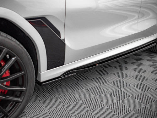 Maxton Design Gloss Black Side Skirts, Rocker/Sill Extensions & Side Blades for BMW X6 G06 M Sport (M Pack) 2019-on | ABS Plastic Pair (Left & Right) | Piano Black Body Kit Trims, Splitters, Diffusers