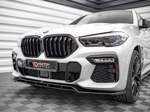 Maxton Design Gloss Black Front Splitter V.2 for BMW X6 G06 M Sport (M-Pack) 2019+ Front Lip Spoiler