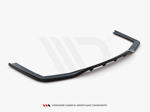 Maxton Design Gloss Piano Black Rear Centre Splitter with Vertical Fins for BMW 7 Series G11 LCI Facelift (2019-on) M Sport/M Pack - Rear Lip Diffuser Insert, Bumper Apron/Valance Add-On, Under Spoiler Skirt Extension