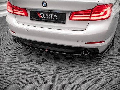 Maxton Design Piano Gloss Black Rear Centre Splitter/Lip/Diffuser Valance for BMW 5 Series G30 Saloon 2017-2020 | Rear Bumper Lower Spoiler/Skirt Apron Extension ABS