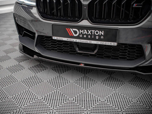 Maxton Design V2 Gloss Black Front Splitter for BMW M5 F90 LCI Facelift (2020-2024) - Front Lip / Chin Spoiler / Bumper Lip / Lower Spoiler ABS Piano Black / Front Valance / Airdam / Front Bumper Extension / Lip Kit / Under Spoiler