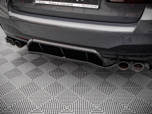 Maxton Design Rear Diffuser Lip Splitter Centre/Center Valance Insert for BMW M5 F90 Saloon/Sedan (2017–2019) | Rear Bumper Lip/Lower Spoiler/Apron Extension | Gloss Black, Carbon Look, Textured Black