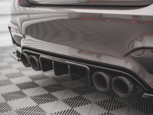 BMW M4 F82 Coupe 2014-2020 Rear Lower Diffuser/Bumper Trim Valance/Insert - Gloss/Piano Black ABS OEM-Style Replacement Rear Skirt/Apron by Maxton Design