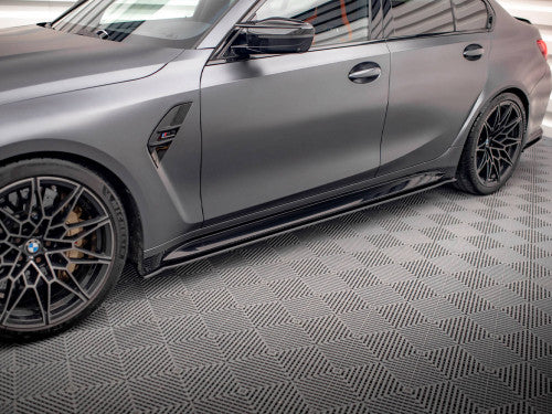 Maxton Design Street Pro Side Skirts / Side Skirt Extensions for BMW M3 G80 (2021-2025) - 10mm ABS - Matte Black or Matte Black Red Core - Side Splitters/Sill Blades/Side Skirt Diffusers - Fits M3 Competition - Mounting Hardware Included