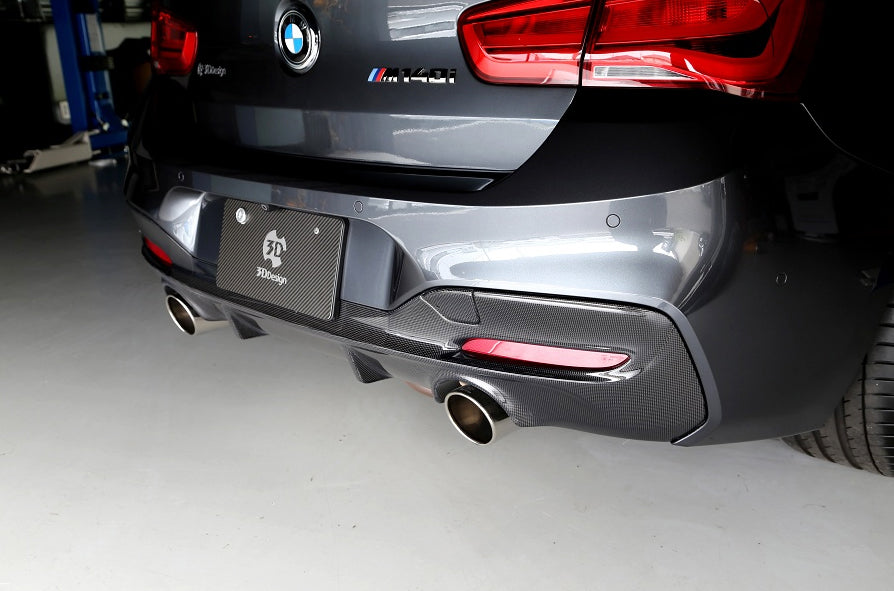 3D Design Carbon Fibre Dual Exit Rear Diffuser for BMW 1 Series F20 LCI M Sport (M135i/M140i) - 3108-22021