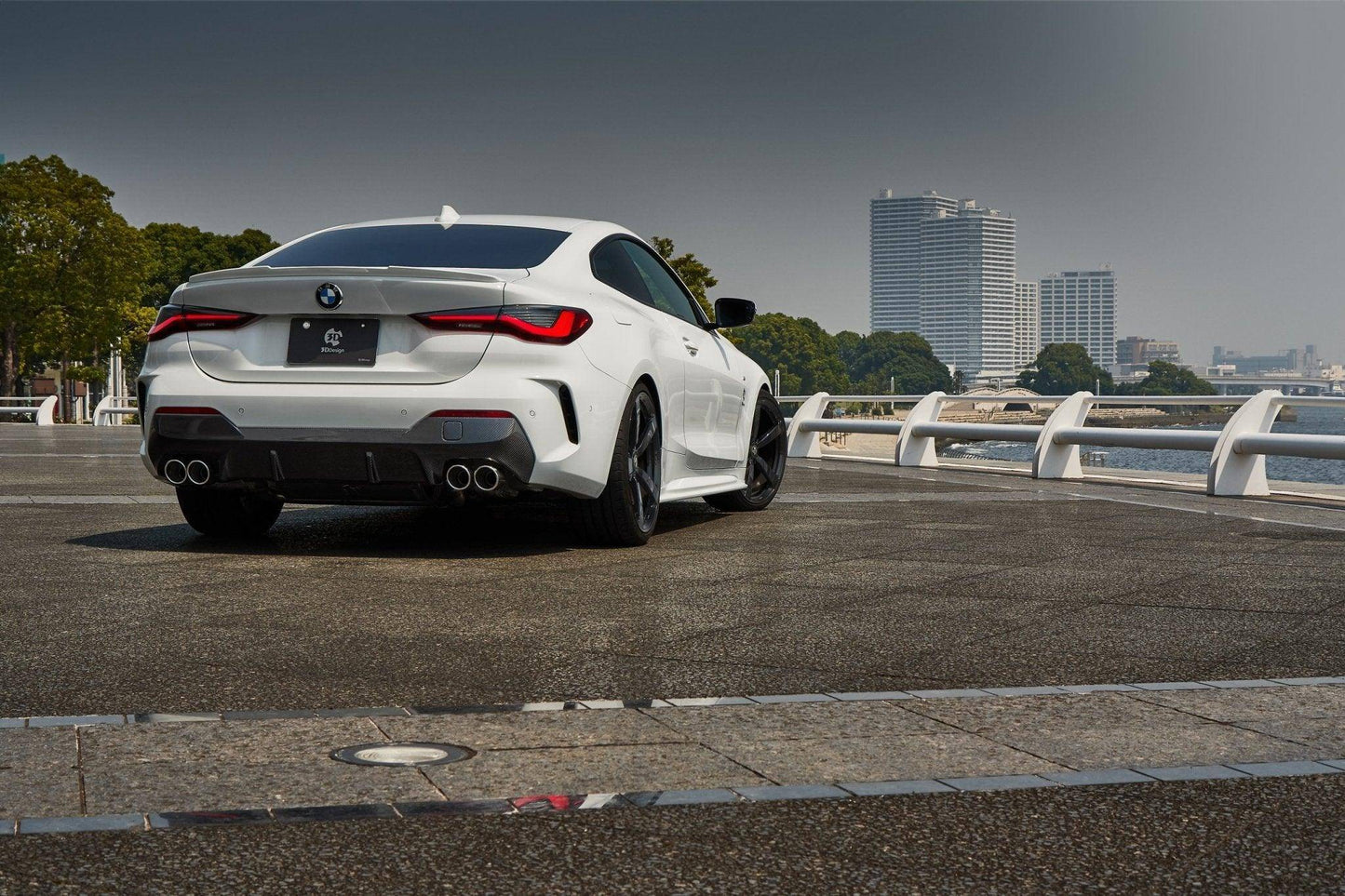 3DDesign Carbon Fiber/Fibre Rear Diffuser/Valance for BMW 4 Series G22 G23 (2020+) M Sport & M440i – CFRP 2x2 Twill | Quad Exhaust Rear Bumper Insert/Skirt | G22 Coupe & G23 Convertible