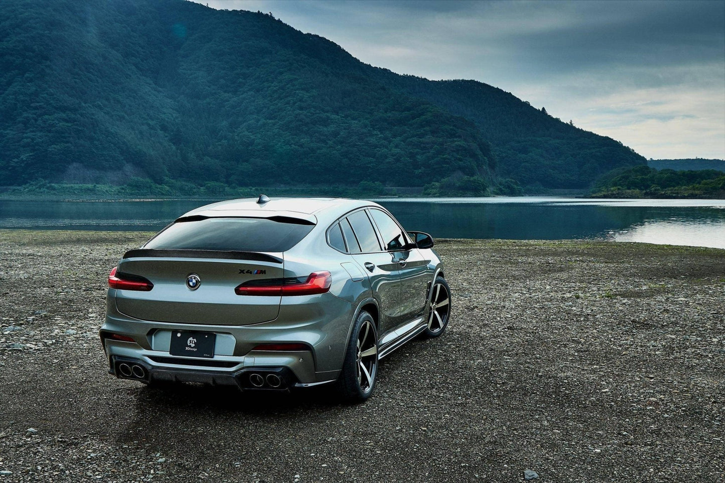 3D Design Carbon Fibre Rear Diffuser for BMW X4 M F98 (2019+) – Rear Valance / Bumper Diffuser Insert, Aero Rear Splitter & Quad Exhaust Surround – Fits X4 M & X4 M Competition – OEM+ M Performance Style Carbon Fiber Lower Trim