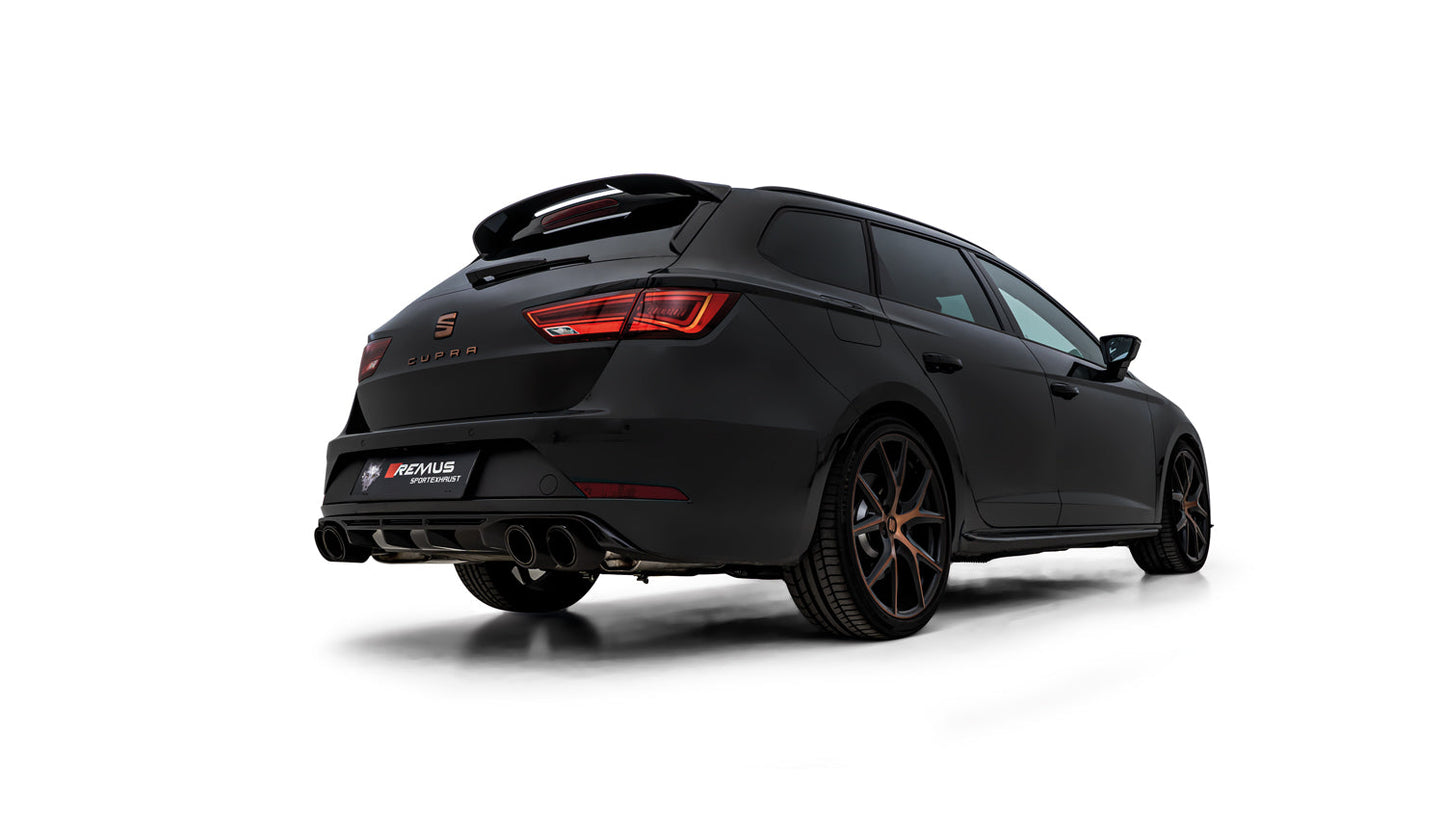 Remus GPF-Back Exhaust System for Seat Leon Cupra 2.0 TSI 5F ST Estate 2019+ (221 kW DNUE) - Quad 102mm Carbon Tailpipes - Left/Right Dual Exit, 70mm Stainless, EEC Approved - Non-GPF Models