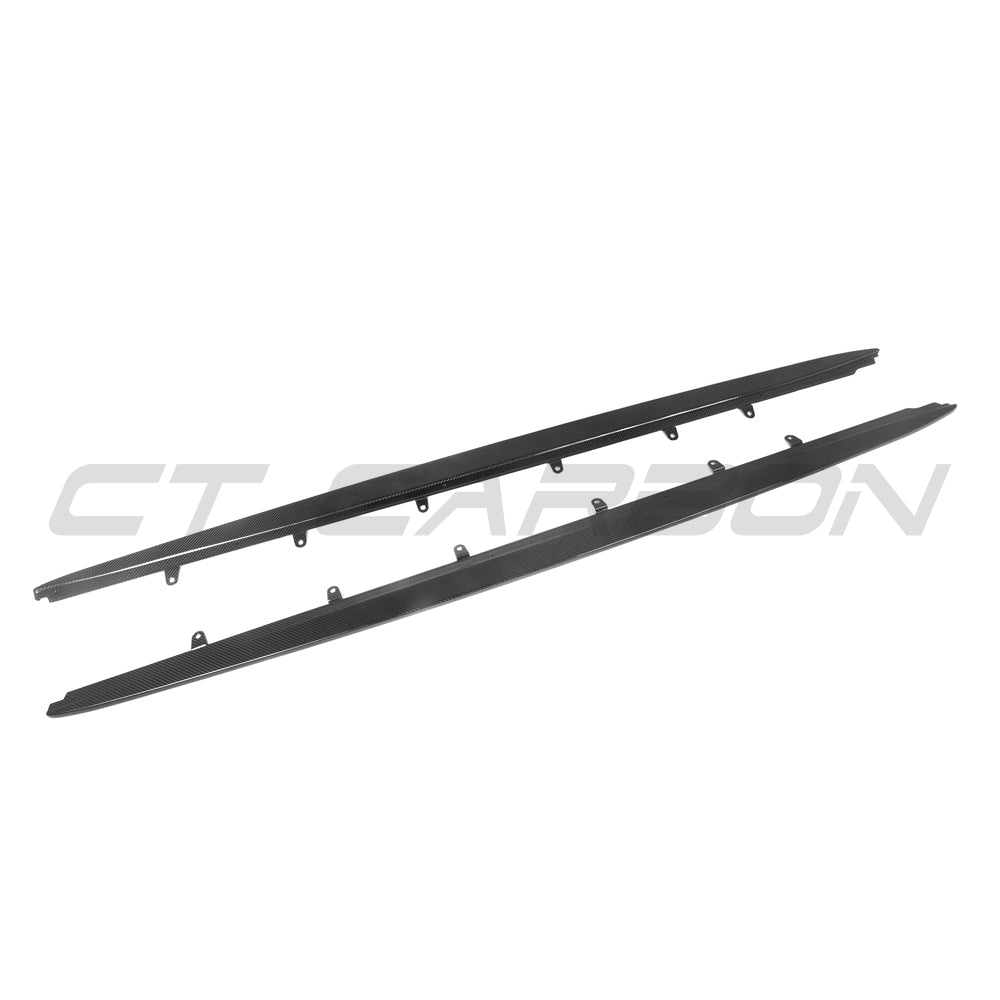 CT Carbon Dry Carbon Side Skirt Extensions for BMW F90 M5 (2018-2024) & G30/G31 5 Series Saloon/Touring (2016-2023) - Pre-Preg Carbon Fibre Sill/Rocker Panel Side Splitters Side Blades Aero Skirts M Performance Style Gloss