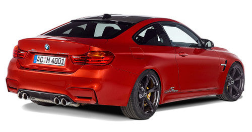 AC Schnitzer 90mm Quad Exhaust Tips for BMW M3 F80 Saloon (2014-2018) - Polished Stainless Chrome Tailpipe Trims/Finishers Set, Rolled-Edge Slash-Cut, OEM+ Rear Upgrade