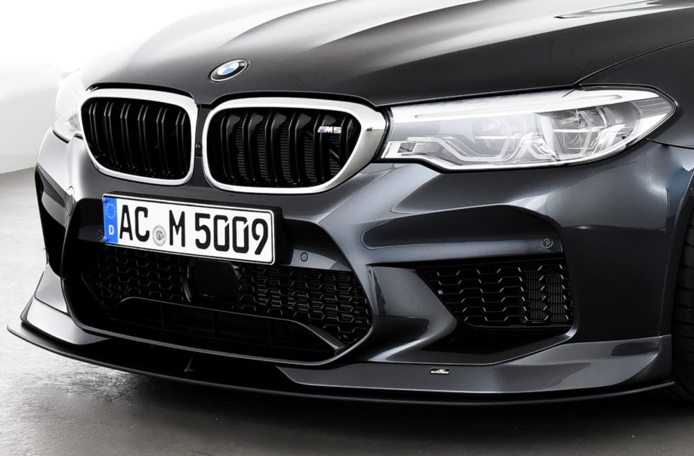 AC Schnitzer BMW F90 M5 Lower Front Splitter – Genuine Front Lip Spoiler (2016–2019), PU with Carbon Fibre Pillar – 5111290340