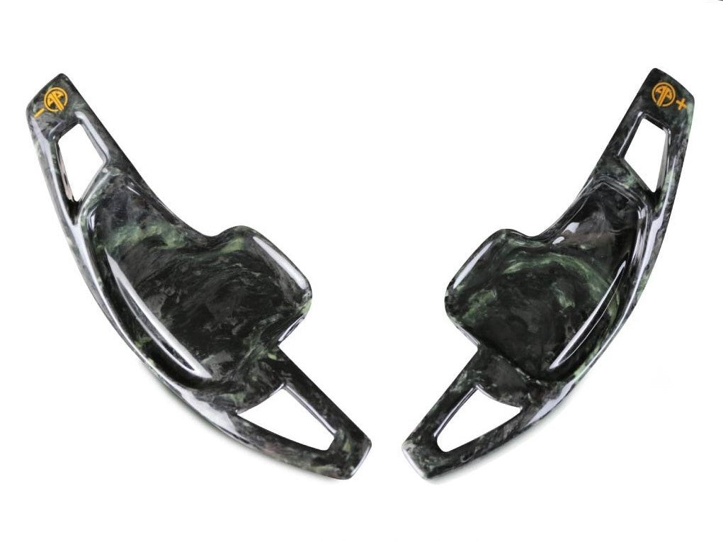 Armaspeed Luminous Green Forged Carbon Fibre Steering Wheel Paddle Shifters for BMW F30 F31 F32 F33 F34 F36 (F3X) 3 & 4 Series 2012-2020 - Glow in the Dark - Fits 330i 340i 435d xDrive 440i