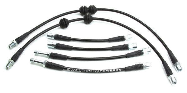 Evolution Racewerks ER BMW Stainless Steel Braided Brake Lines/Hoses - 6-Line Front & Rear Kit, PTFE (Teflon) Upgrade for E82 135i, E90/E92 335i, E90/E92/E93 M3 -