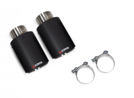 BMW 2 Series M240i Exhaust Tips Scorpion Ascari 90mm Twin Carbon Fibre (GPF/OPF) 20162020 F22 F23 For Scorpion Systems Only