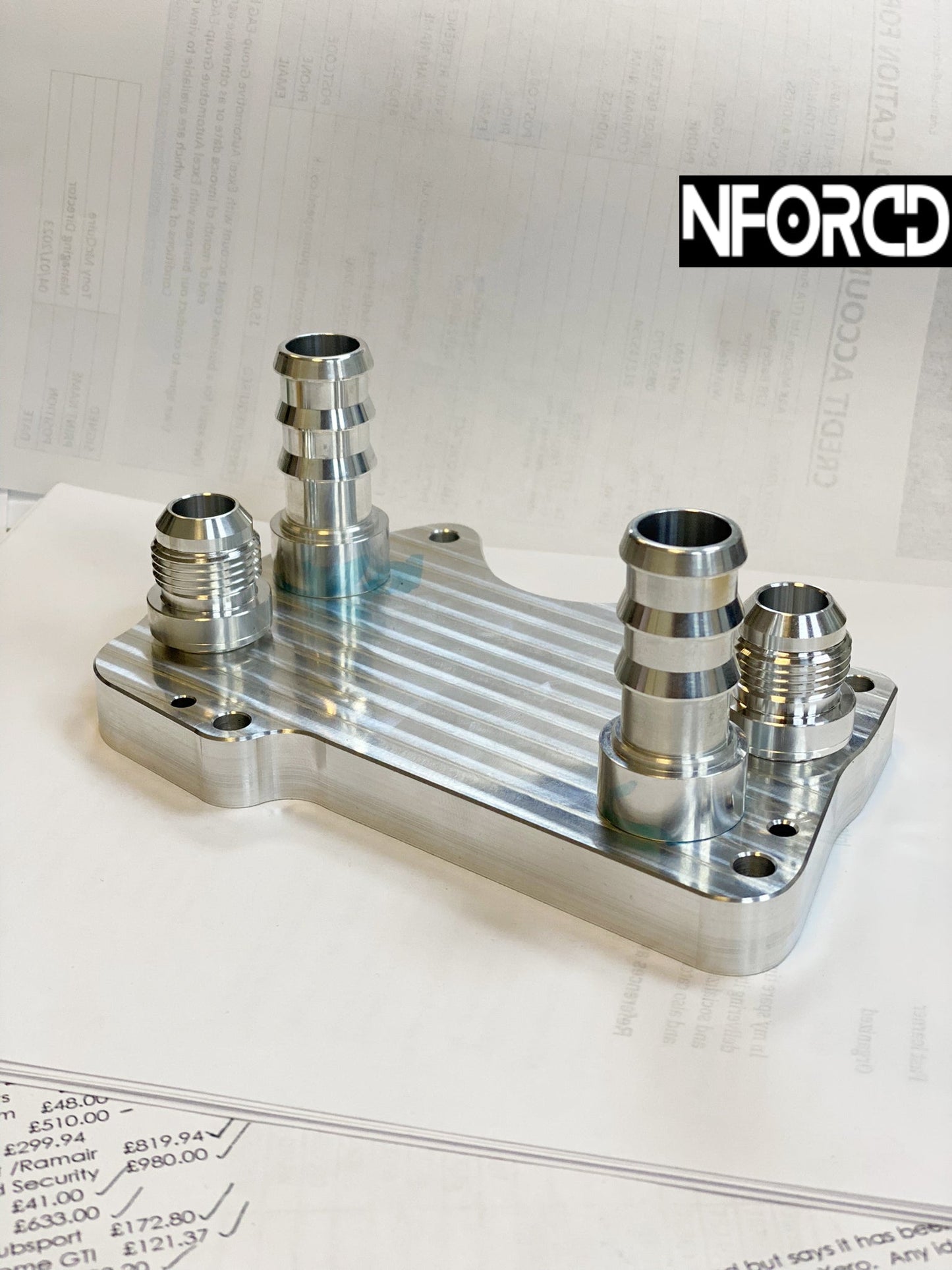 BMW M140i/M240i B58 Oil Cooler Take-Off Adapter/Adaptor Plate - Pumaspeed CNC Billet - External Remote Oil Radiator Feed - AN10 10AN JIC Ports - F20 F21 F22 F23 - Plate Only