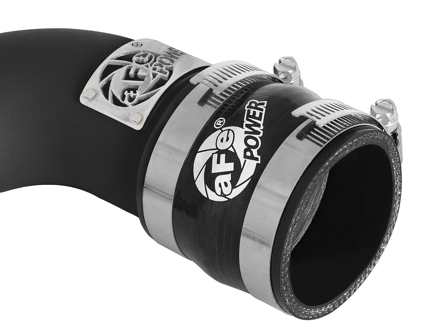 aFe Power Hot-Side Charge Pipes / Boost Pipes / Turbo Outlet Intercooler Tubes for BMW M3 M4 F80 F82 F83 F8X (S55 3.0T 2015-2018) - Aluminium Wrinkle-Black - Compressor Outlet Hard Pipe Kit - 46-20198-B