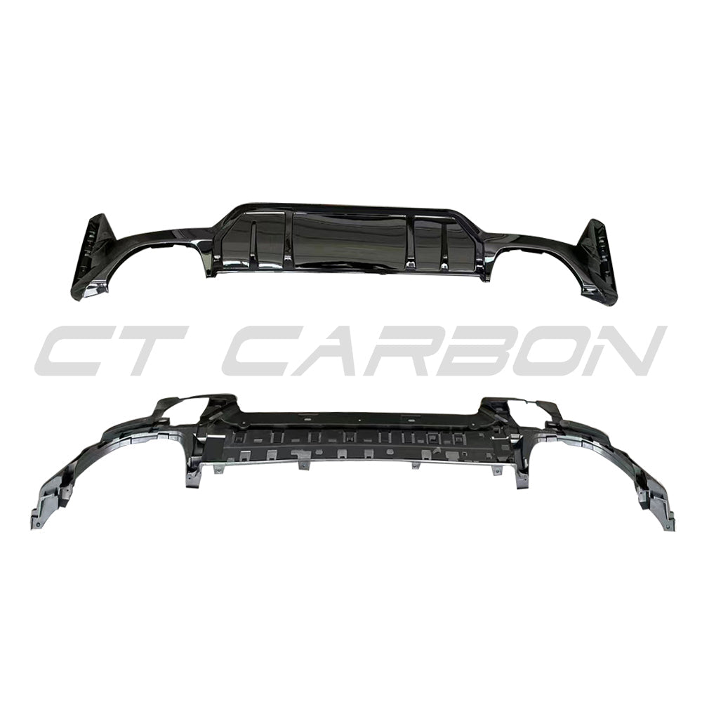 BMW 3 Series G20/G21 LCI Facelift 2022+ Rear Diffuser / Valance / Bumper Insert – Gloss Piano Black ABS – Fits 340i & M340i (Square/Rectangular Exhaust) Saloon/Sedan & Touring/Estate – Performance Rear Splitter by BLAK by CT