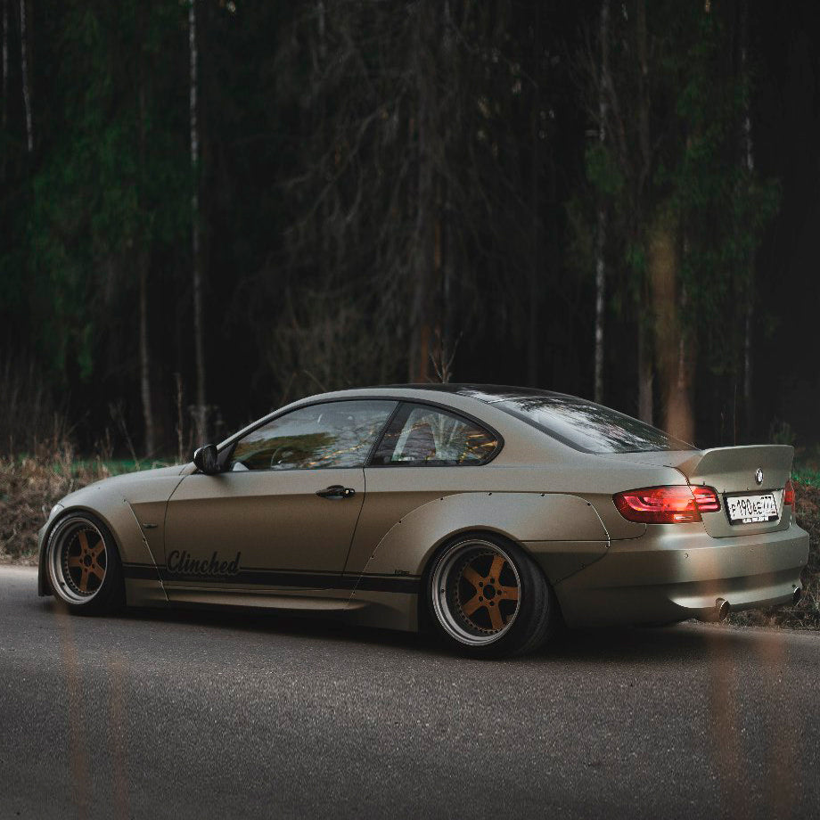 Clinched BMW E92 Wide Body Kit Without Ducktail - ABS Plastic Fender Flares/Overfenders - Wide Arch Kit for 3 Series E92 Coupe 2007-2013 - Fits E92 M3, 335i, 330i, 328i