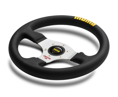 MOMO Street Competition EVO 320mm Black Leather Racing Steering Wheel – Black Spokes – MOMO EVO 320 Motorsport/Track Day/Drift Aftermarket Sports Wheel – Universal Boss Kit/Hub Fit – UK