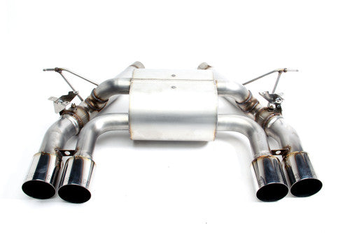 Dinan Free Flow Valved Axle-Back Exhaust - Rear Silencer/Back Box/Muffler Upgrade, Stainless with Polished Quad Tips - BMW M3 F80 & M4 F82/F83 (F8X S55) 2015-2020 Bolt-On Performance Rear Section