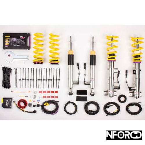 KW DDC ECU Coilover Suspension Kit for BMW 1 Series (1er) F20/F21 RWD/2WD (2011+) - Electronic Adjustable Shocks, Ride Height Lowering - Fits M135i & M140i Non-EDC/Non-Adaptive - Plug-In Damping Control - Stainless Steel - Part 39020019