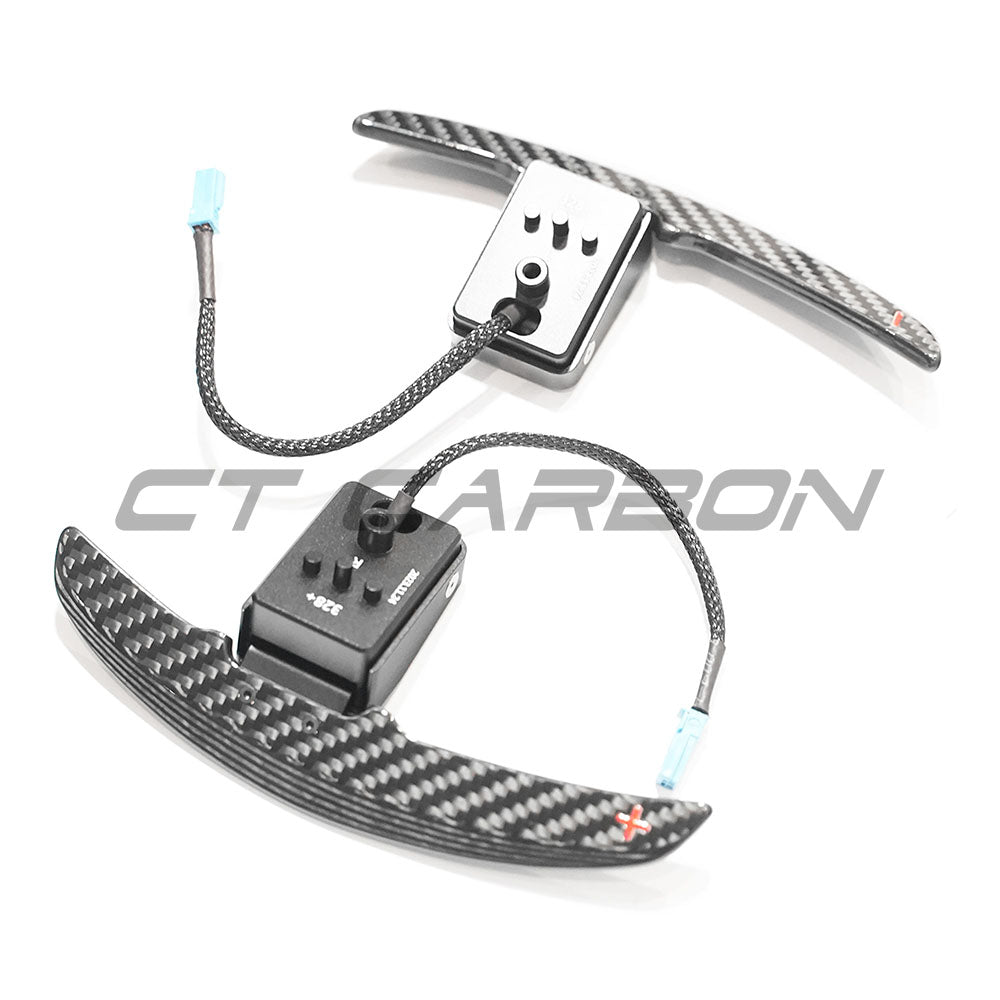 Carbon Fibre Magnetic Paddle Shifters – Extended Steering Wheel Gear Change Paddle Extenders for BMW F/G Series (M2 M3 M4, X3M X4M X5M), Toyota GR Supra A90, MINI Cooper S F56 – DCT/ZF8 – CT Carbon