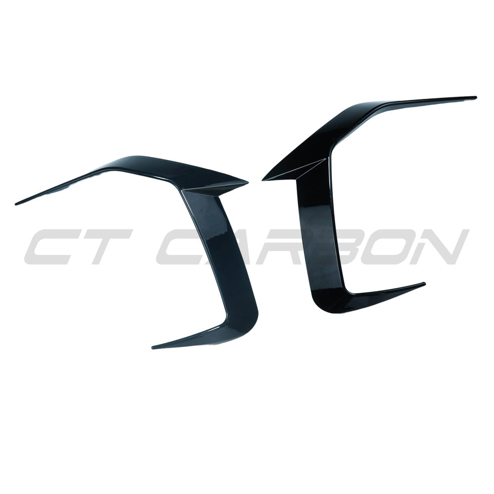 BMW 5 Series G60 & i5 2023+ Gloss Piano Black Front Canards/Corner Splitters – Bumper Apron Aero Corner/Valance Trims End Caps ABS OEM Style | CT Carbon