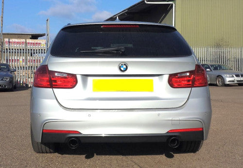 AC Schnitzer Performance Twin Exit Axle-Back Exhaust (Back Box/Rear Silencer/Muffler) with 90mm Black Ceramic Tailpipes for BMW 3 Series F30/F31 335i 340i (Saloon/Sedan & Touring/Estate) - Stainless Steel, xDrive & M Sport Compatible