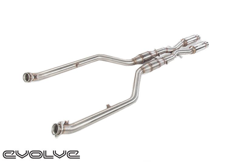 Evolve E9X M3 Resonated X-Pipe Exhaust Mid Pipe (Centre Section) for BMW E90 E92 E93 S65 V8 (20072013) Primary Cat Delete, High-Flow Secondary Cats, UK MOT Friendly, OEM Fit, 2530 hp Gains