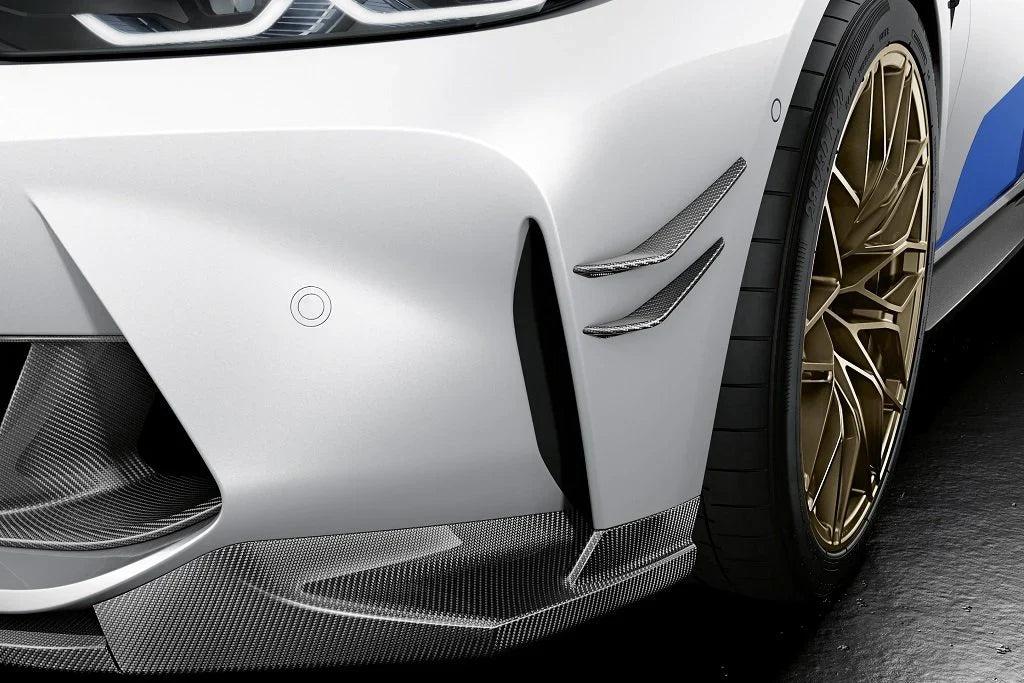 Genuine BMW M Performance Carbon Fibre Front Canards Dive Planes Winglets - Pair for G80 M3 & G82 M4 2021+ incl M3/M4 Competition - OEM Fit Front Bumper Aero Flicks Fins Air Deflectors - Authentic BMW Part Nos 51115A08FE9 / 51115A08FF9