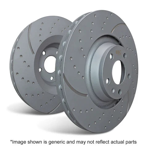 EBC GD1838 Turbo Groove Front Brake Discs/Rotors (Pair) - Slotted, Dimpled, Grooved Vented, Black Coated - Audi A4 A5 A6 A7 Q5 B8/C7 with TRW Calipers - Performance Fast Road Upgrade, Direct Fit OE Replacement