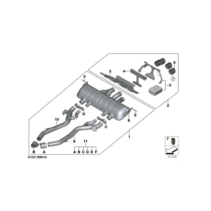BMW M2 G87 Rear Silencer / Back Box - Genuine OEM M Performance Axle-Back Sports Exhaust 18305A6A719 - Fits 2023+ 3.0 S58 - OE Rear Muffler Rear Exhaust Section