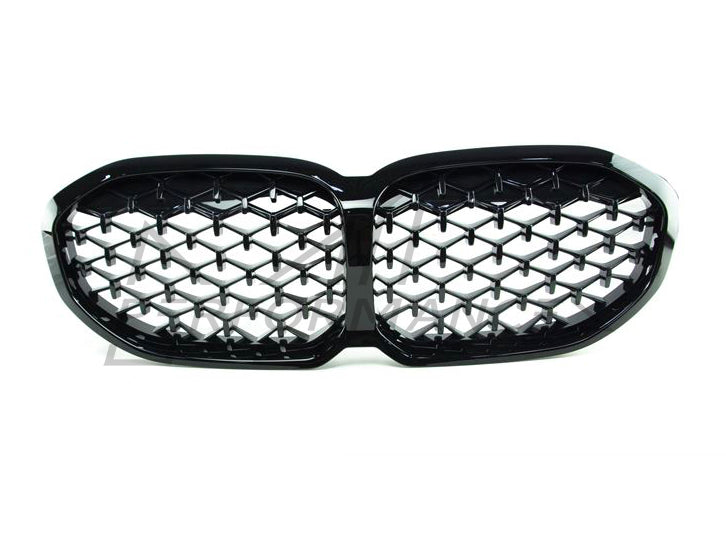 Genuine BMW 1 Series F40 Shadowline Gloss Black Diamond Mesh Honeycomb Kidney Grille/Grill – OEM Front Bumper/Radiator Grille Upgrade Replacement – M Performance Style – Fits 2018–Present 116d 118i 120d xDrive M135i xDrive – Part 51135A39370