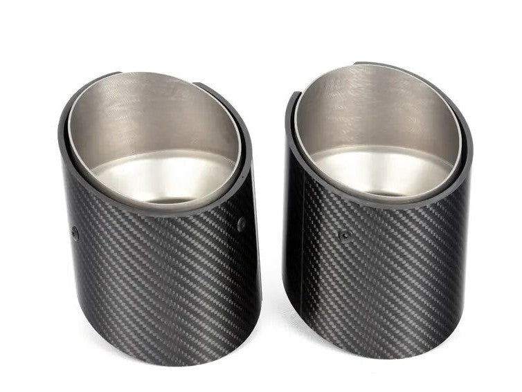 BMW 3 Series G20 G21 Saloon Touring M Performance Carbon Fibre Exhaust Tips - Round Tailpipe Trims/End Pipes/Outlet Finishers | Genuine OEM Pair | 318d 320d 320i 330e 330d 330i | 18302464500