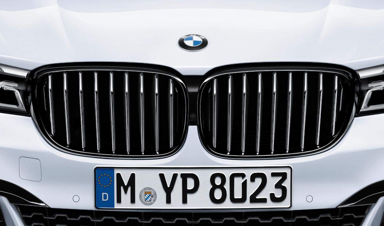 Genuine BMW Gloss Black Kidney Grilles for 7 Series G11 G12 (2015-Present) - OEM Twin/Double Slat Shadowline Front/Radiator Grill Pair, Black Pack Chrome Delete Dechrome, M Sport/M Performance Look - Part Nos 51712289685 51712289686