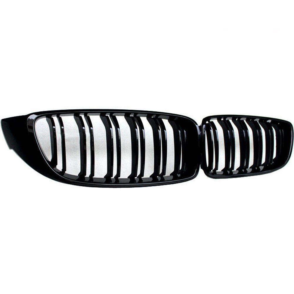 Gloss Black Front Kidney Grilles for BMW 4 Series F32 F33 F36 (420i 428i 435i M4) - OEM-Style Direct Replacement Pair, Shadowline De-Chrome