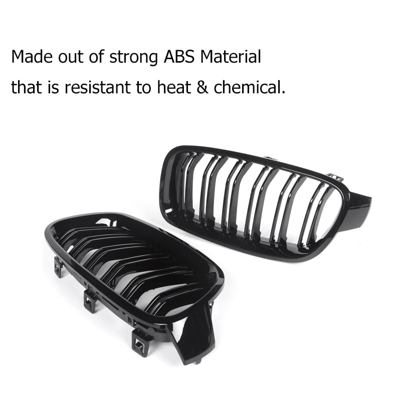 Gloss Black Kidney Grille/Grill for BMW 3 Series F30 F31 2012-2018 Saloon Touring | ABS Front OEM-Style Replacement Blackout | 318i 320i 328i 335i 316d 318d 320d 325d 328d