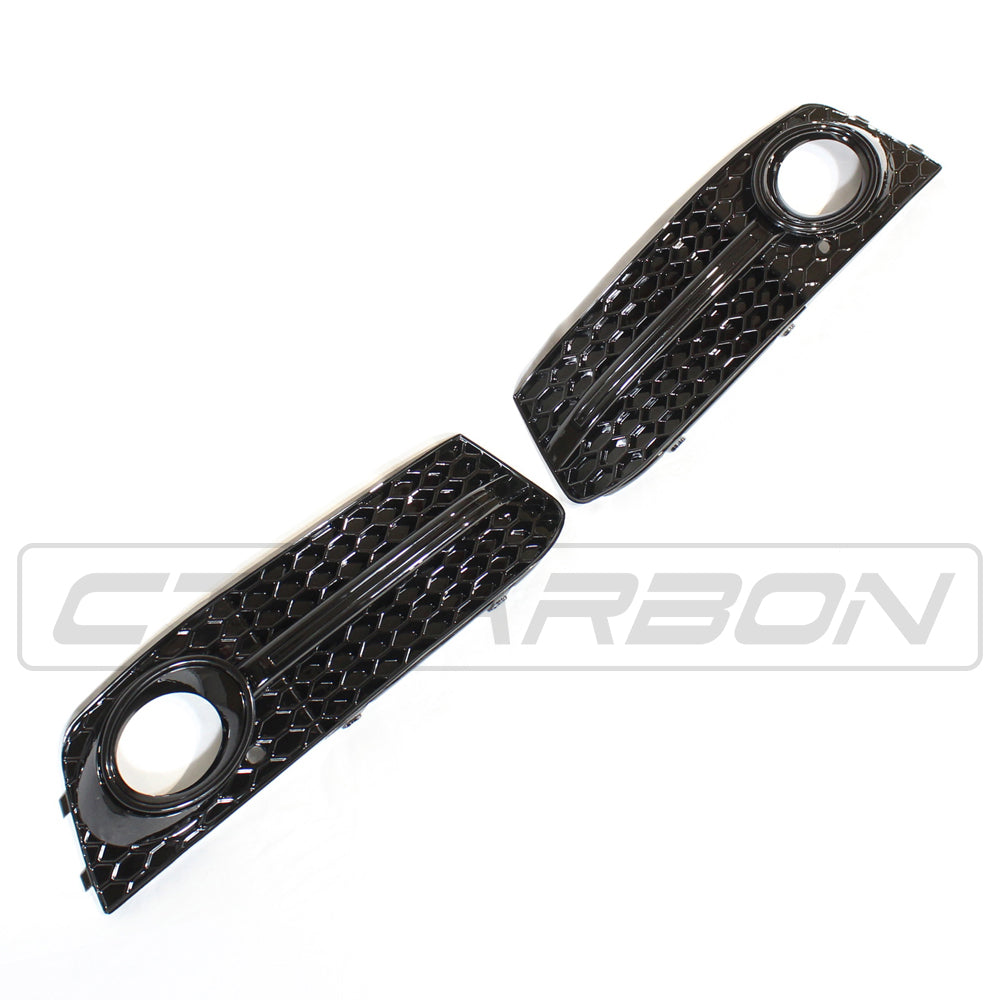 AUDI A4 B8 2008-2012 ALL BLACK HONEYCOMB FOG LIGHT SURROUNDS