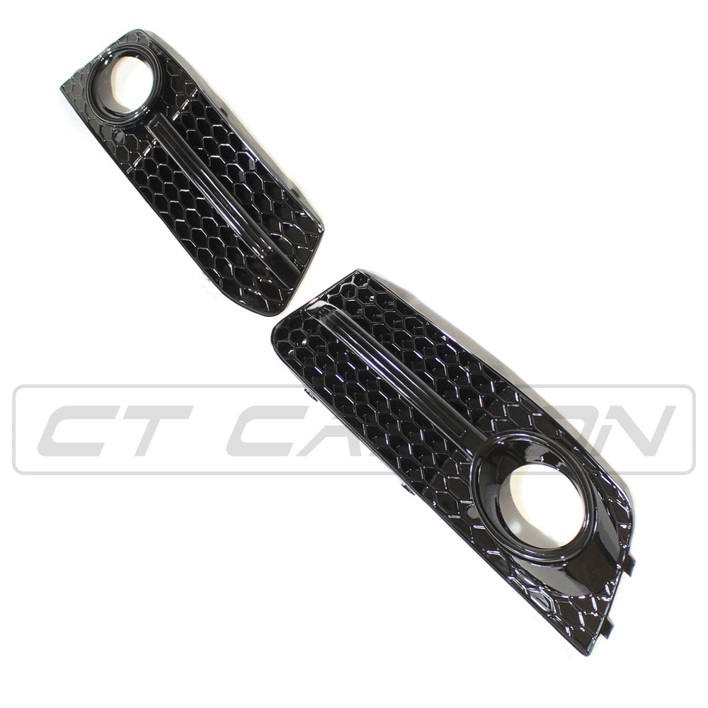 AUDI A4 B8 2008-2012 ALL BLACK HONEYCOMB FOG LIGHT SURROUNDS