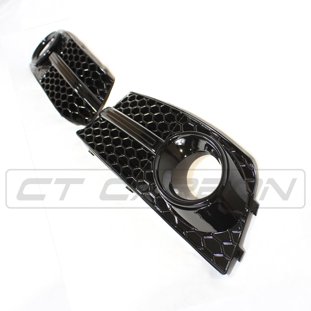 AUDI A4 B8 2008-2012 ALL BLACK HONEYCOMB FOG LIGHT SURROUNDS