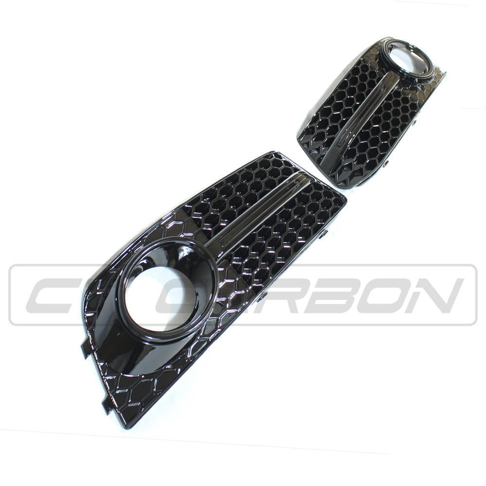 AUDI A4 B8 2008-2012 ALL BLACK HONEYCOMB FOG LIGHT SURROUNDS